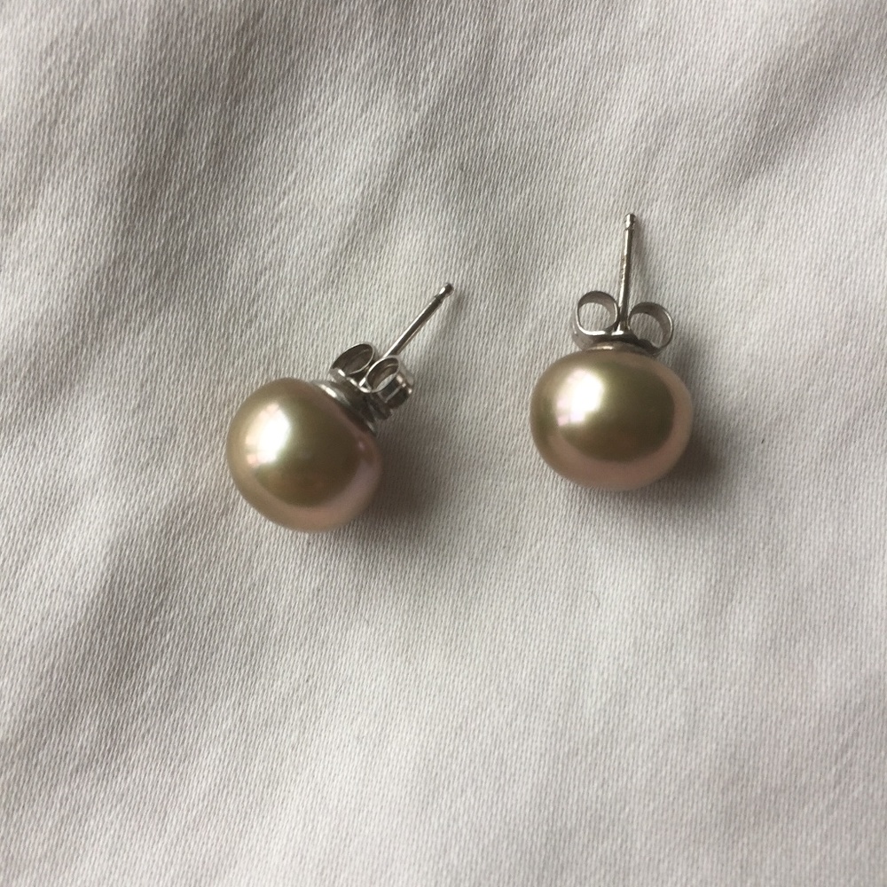 Seafoam Green Pearl Stud Earrings